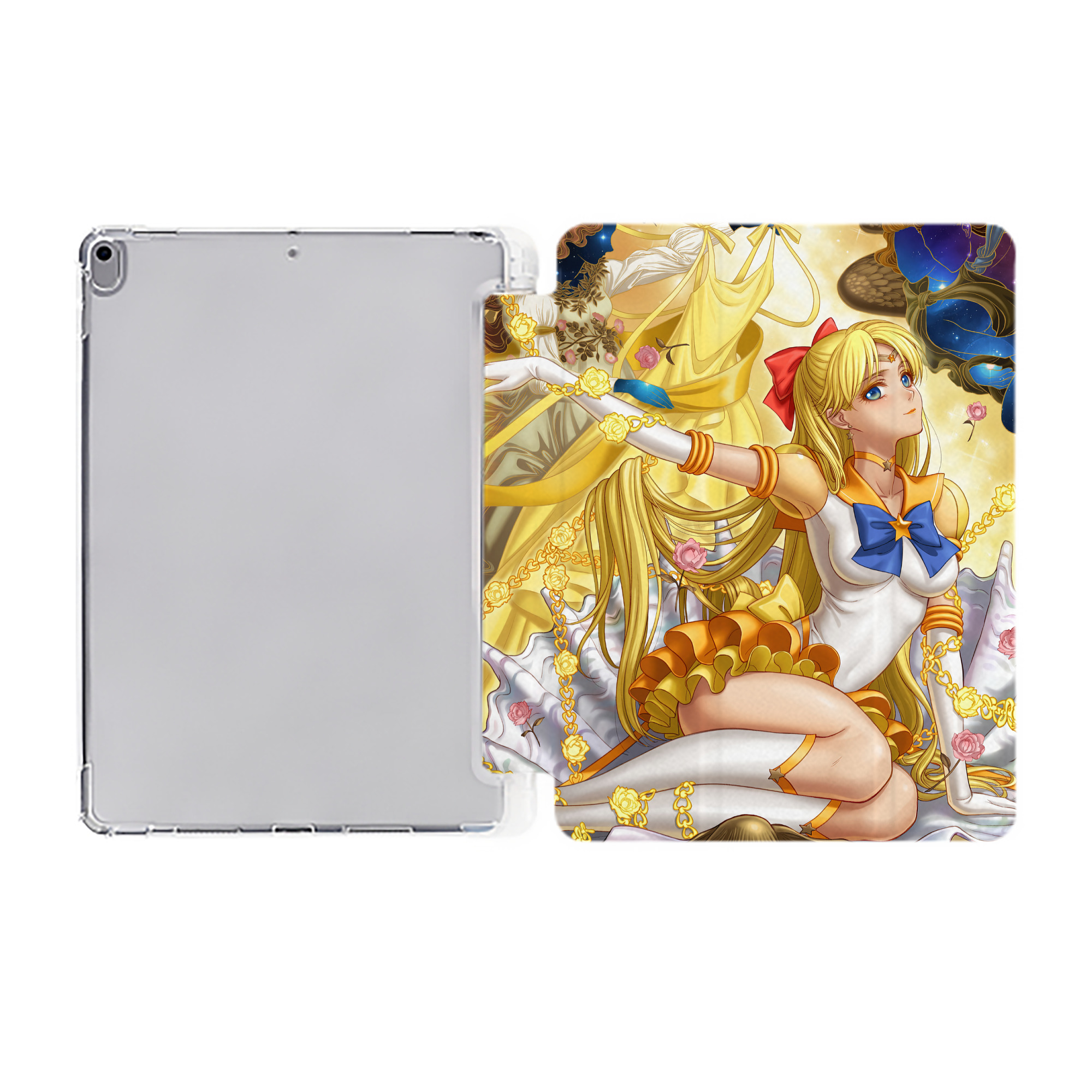 （画像用） 美少女戦士セーラームーン Sailor Moon IPad ケース ペン収納付き 三つ折りスタンド PUレザー×シリコン 対応機種9.5/10.5/10.9インチ